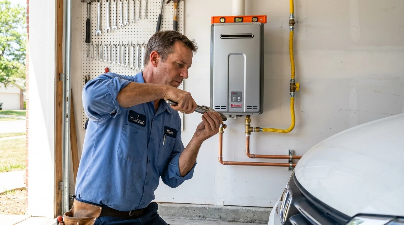 Tankless water heater installation by a Johns Plumbing LLC plumber in Crump